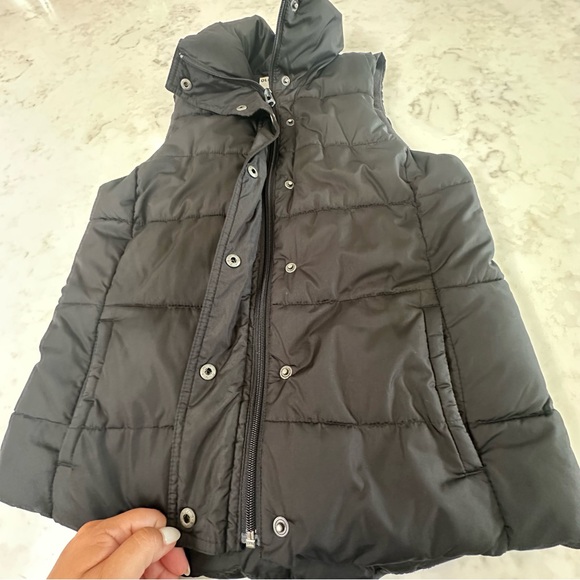 Old Navy Quilted Black Puffer Vest with button and zipper accents. Size Small. - Picture 8 of 12